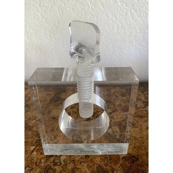 Vintage 1970's 'Screwed' Clear Lucite Sculpture Mid Century Modern Decor
